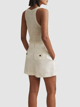 Lori Viscose-Linen Front Pleat Suit Shorts