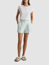 Lori Viscose-Linen Front Pleat Suit Shorts