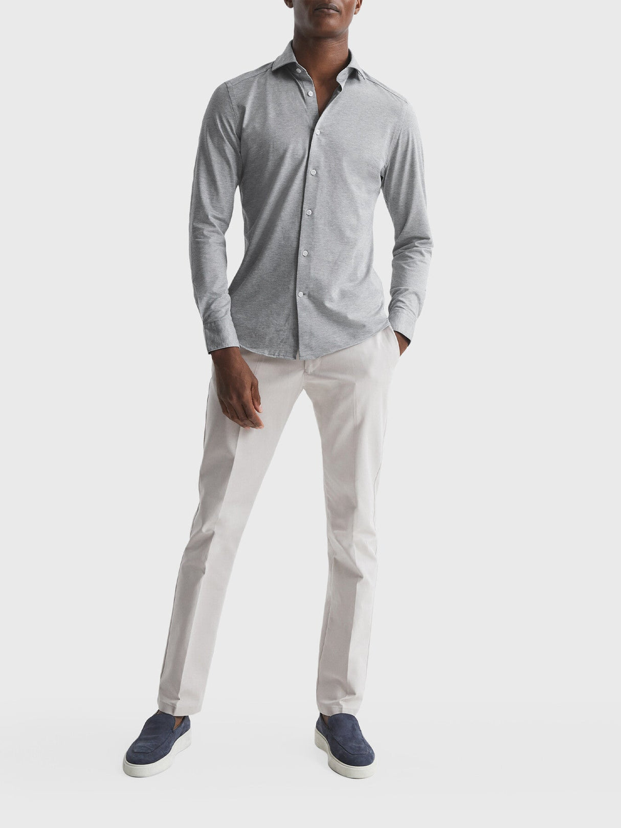 Nate Cutaway Collar Jersey Slim Fit Shirt