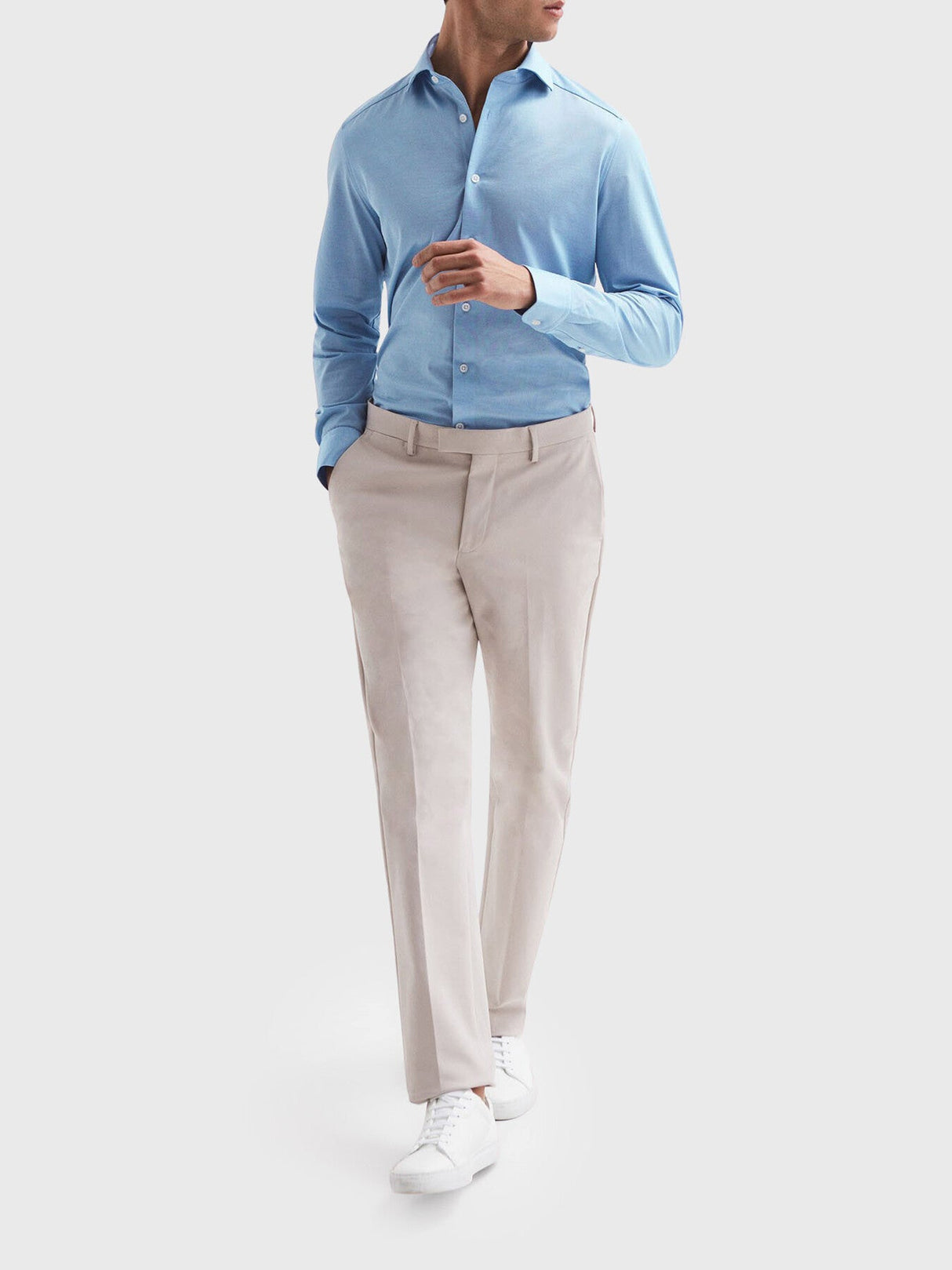 Nate  Cutaway Collar Jersey Slim Fit Shirt