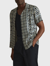 Prentice Geometric Print Cuban Collar Shirt