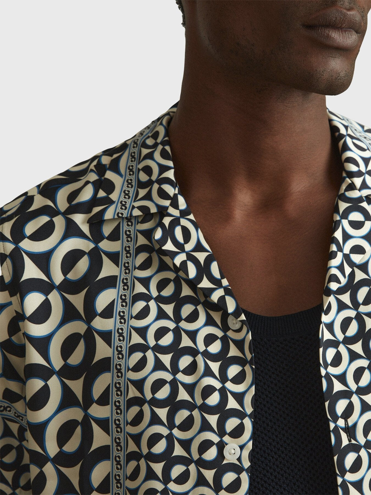 Prentice Geometric Print Cuban Collar Shirt