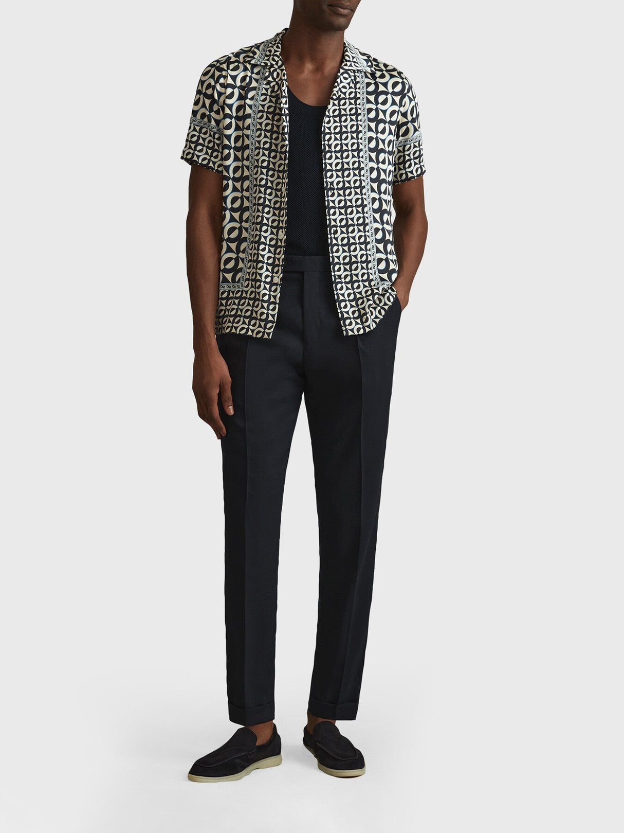 Prentice Geometric Print Cuban Collar Shirt