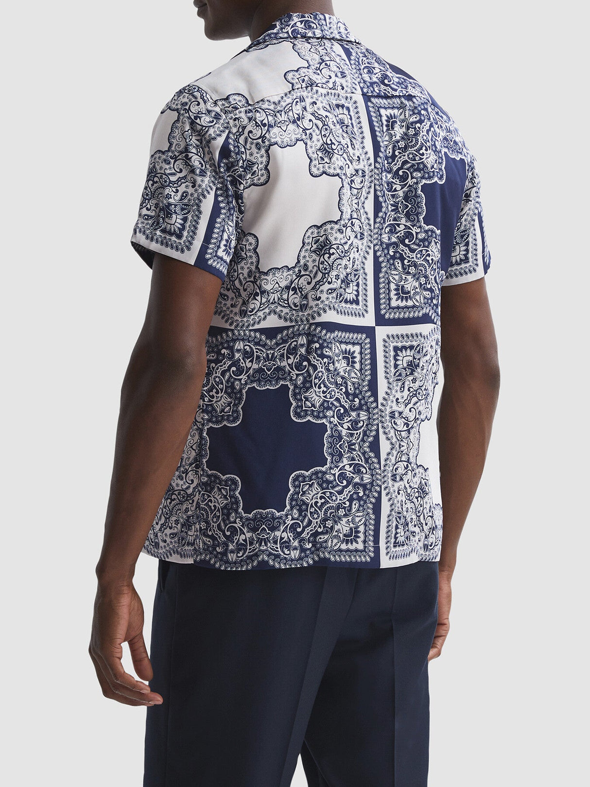 Loxley Printed Cuban Collar Button Through T-Sh