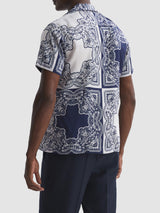 Loxley Printed Cuban Collar Button Through T-Sh