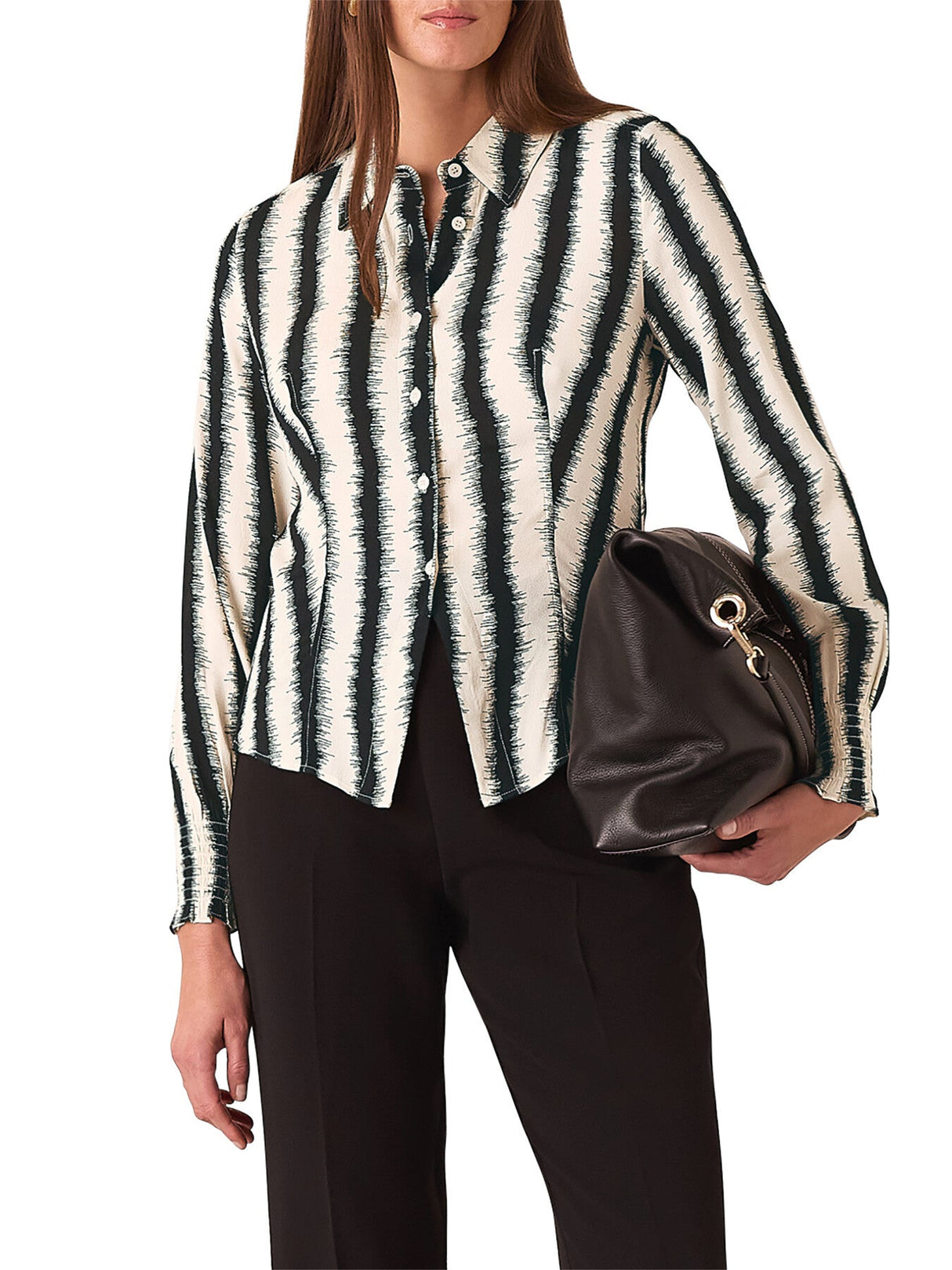 Ivory/Multi Hazy Stripe Fitted Shirt