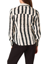 Ivory/Multi Hazy Stripe Fitted Shirt