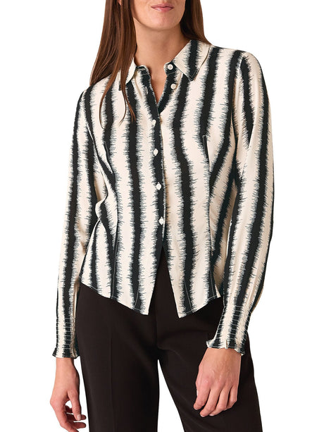 Ivory/Multi Hazy Stripe Fitted Shirt