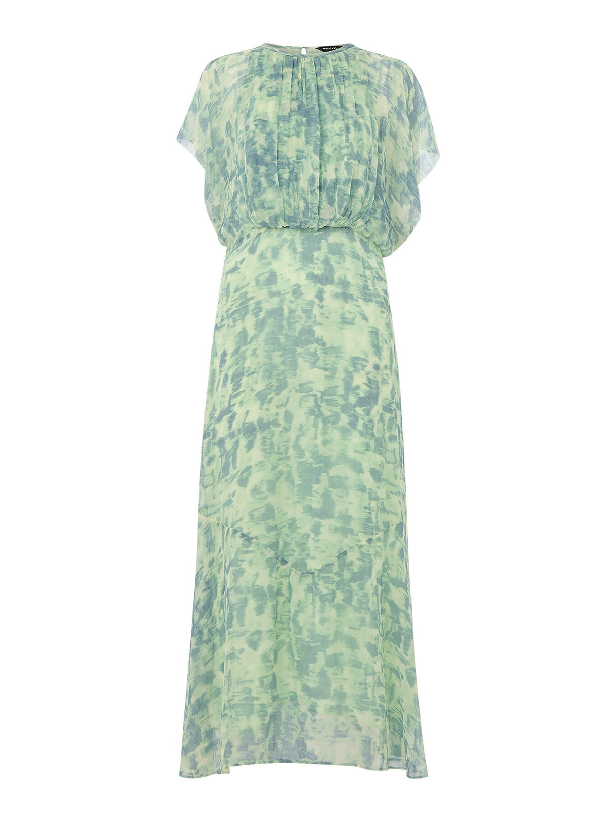 Green/Multi Dashed Brush Marks Midi Dress