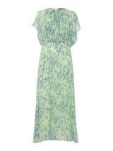 Green/Multi Dashed Brush Marks Midi Dress