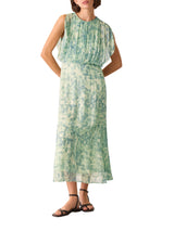 Green/Multi Dashed Brush Marks Midi Dress