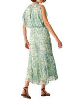 Green/Multi Dashed Brush Marks Midi Dress