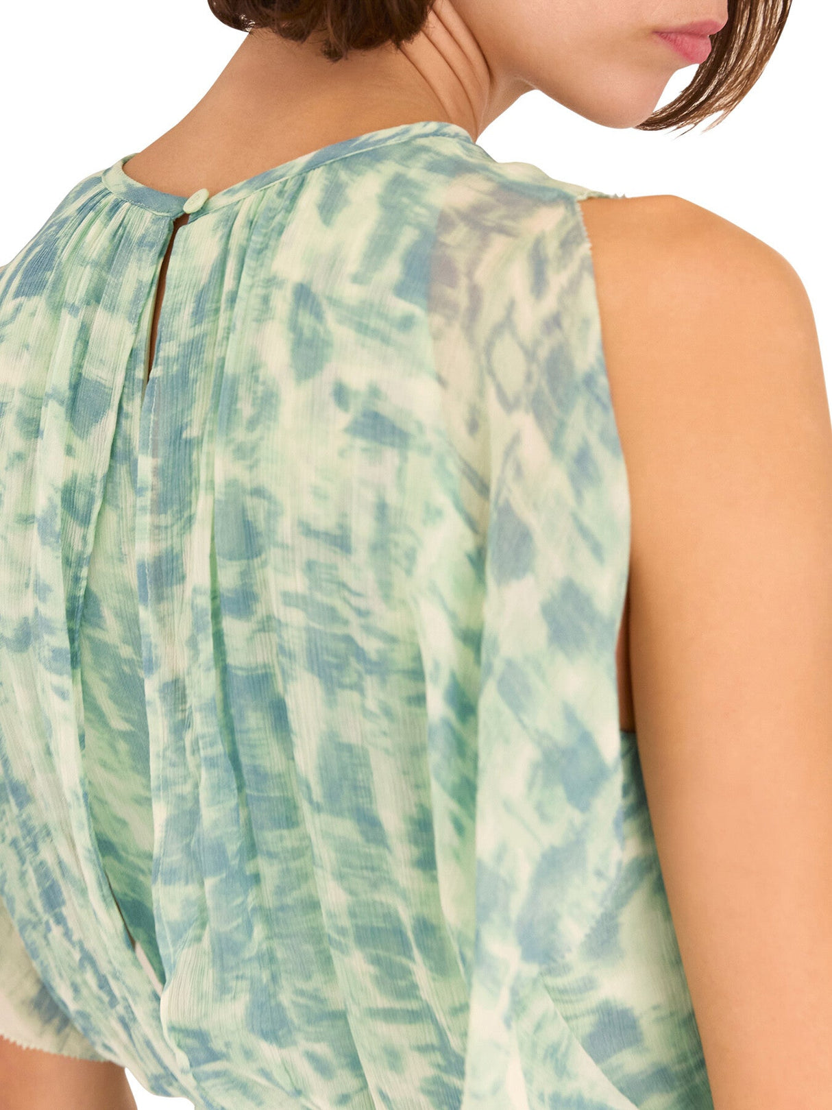 Green/Multi Dashed Brush Marks Midi Dress