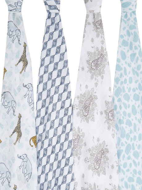 4 Pack Jungle Cotton Muslin Blanket