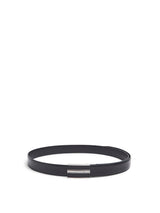 Rectangular Leather Shiny Stainless Steel Finish Buckle Belt