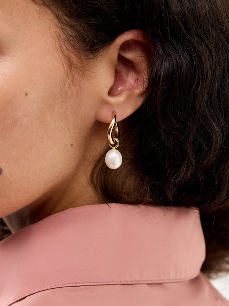 Pearl Drop Hoops