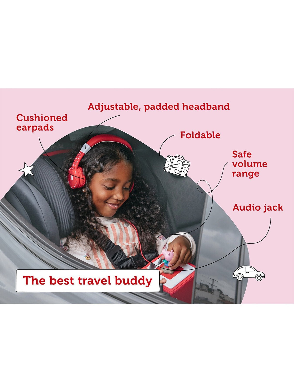 Foldable Headphones - Red