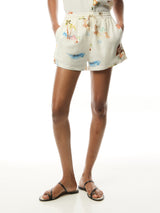 Short Beige Print Shorts