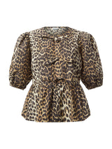 Leopard Cotton Poplin Peplum Blouse