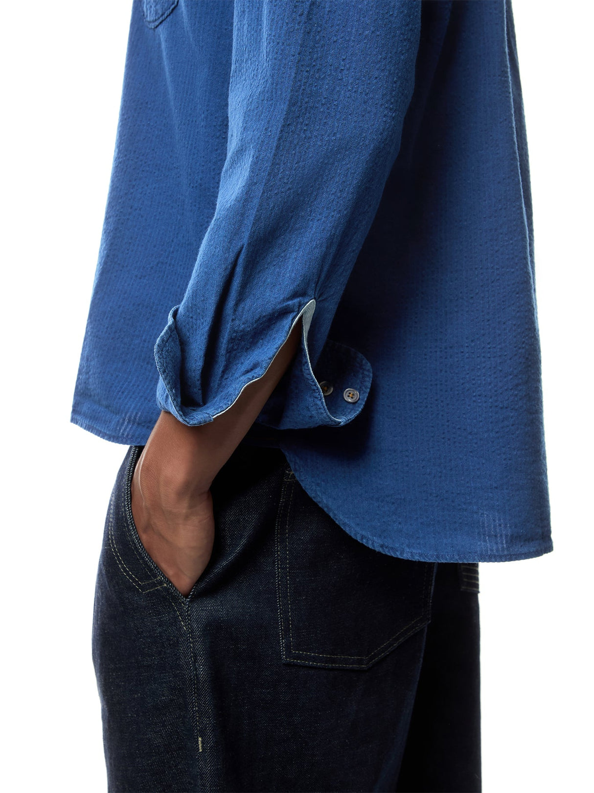 Lazy Day Shirt in Washed Indigo Seersucker