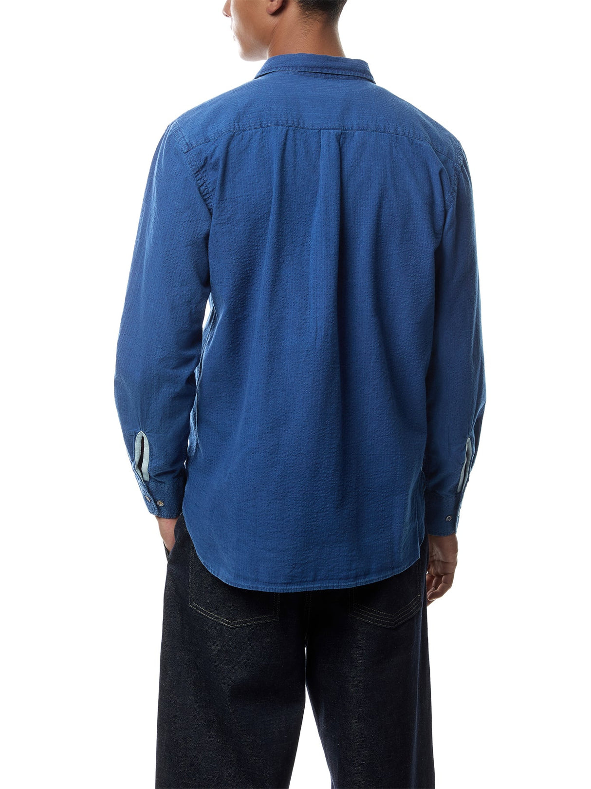 Lazy Day Shirt in Washed Indigo Seersucker