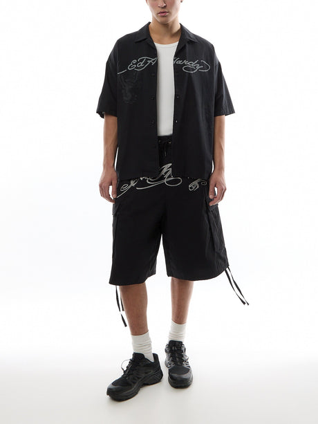Death Before Glory Mono Printed Camp Shirt