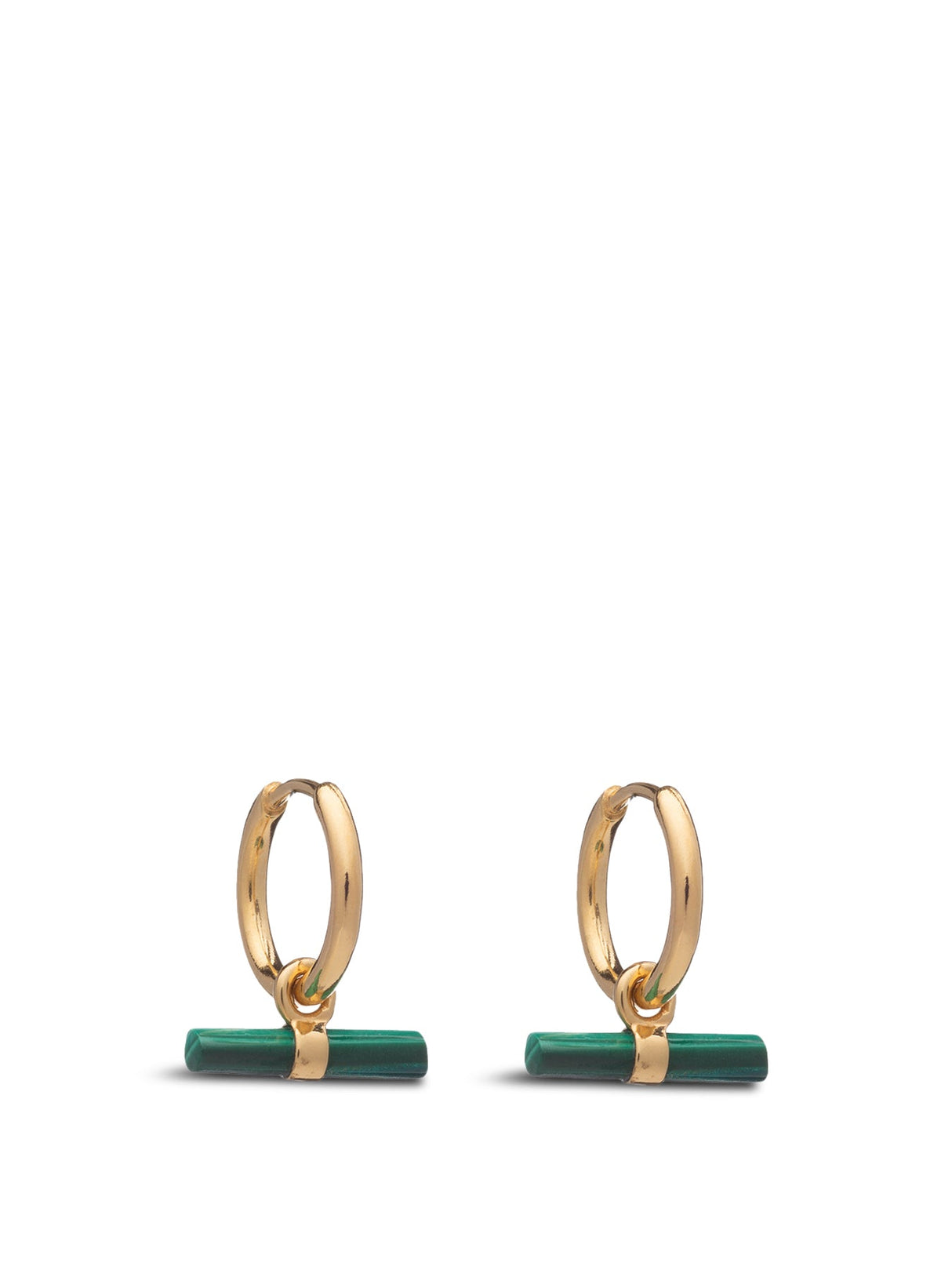 Mini Malachite T-Bar Huggie Hoop Earrings