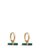 Mini Malachite T-Bar Huggie Hoop Earrings