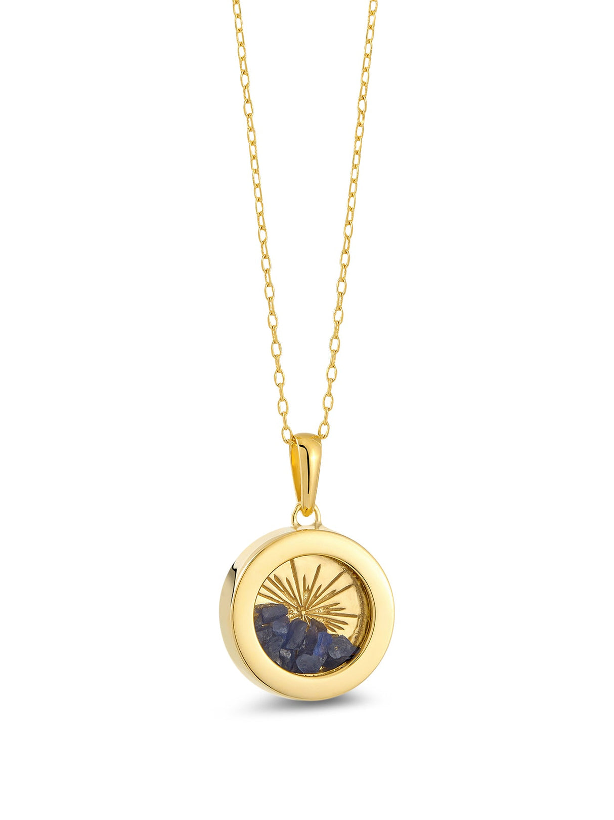 Small Deco Sun Birthstone Amulet Necklace