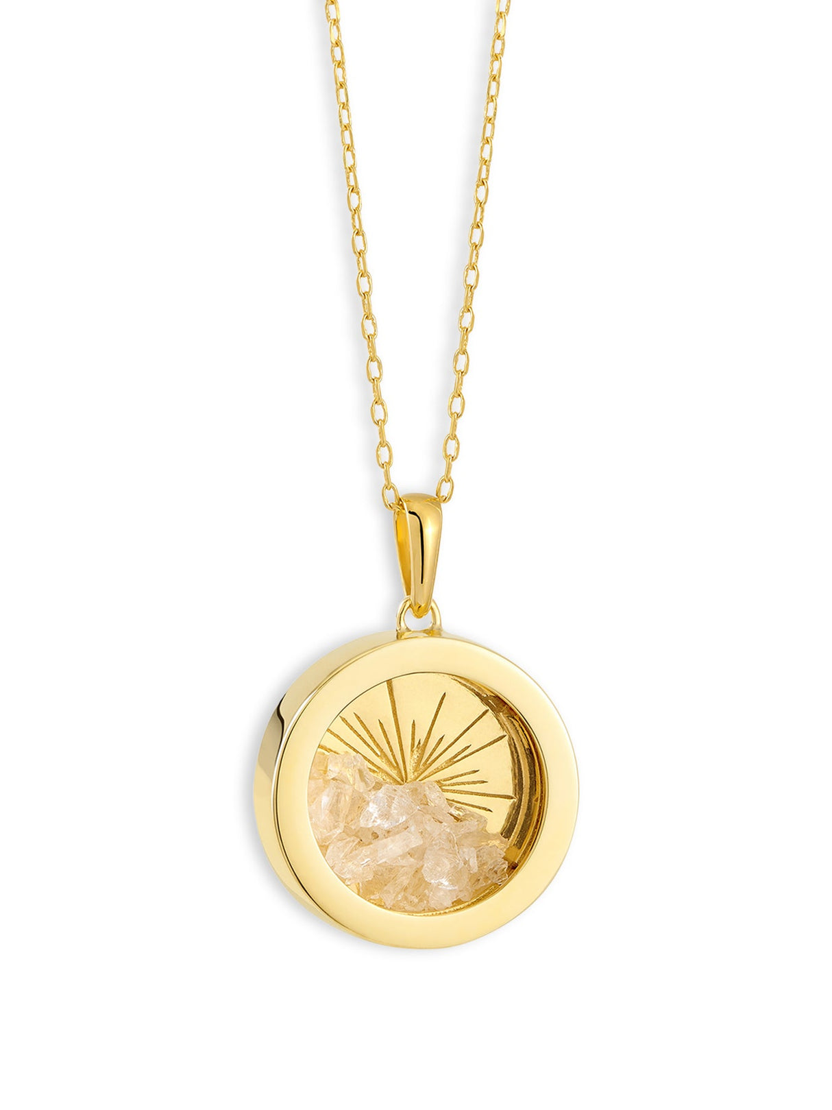 Medium Deco Sun Birthstone Amulet Necklace