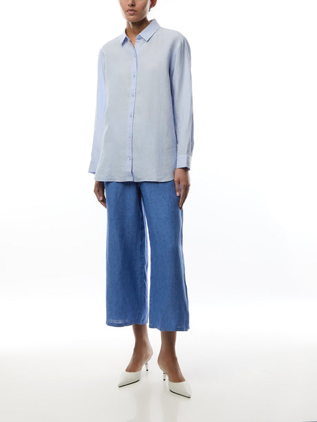 Classic Collar Long Shirt Linen