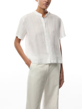 Mandarin Collar Short Slv Shirt Linen