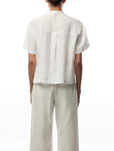 Mandarin Collar Short Slv Shirt Linen