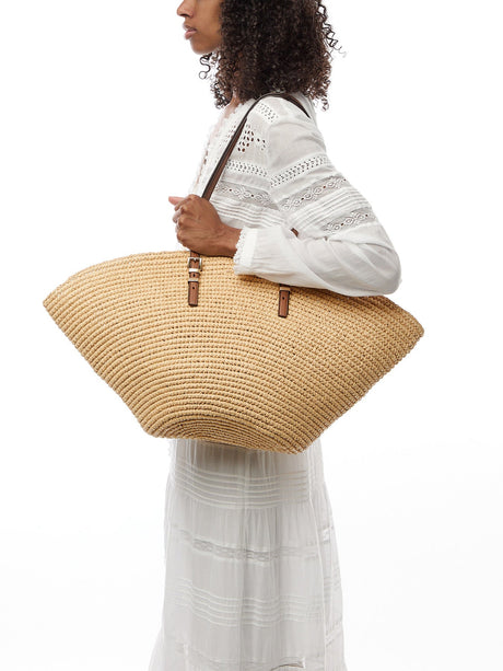 Isa Crochet Straw Large Fan Tote