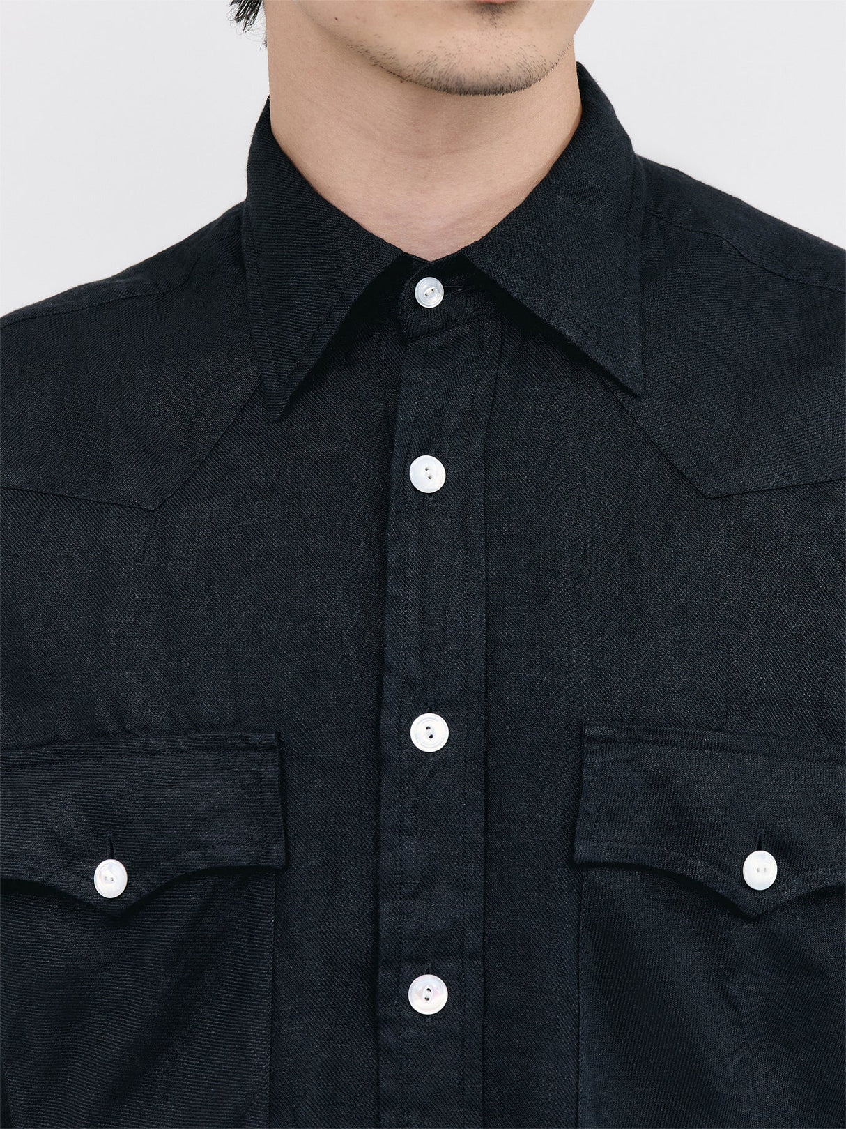 Linen Two-Pocket Twill Western Shirt