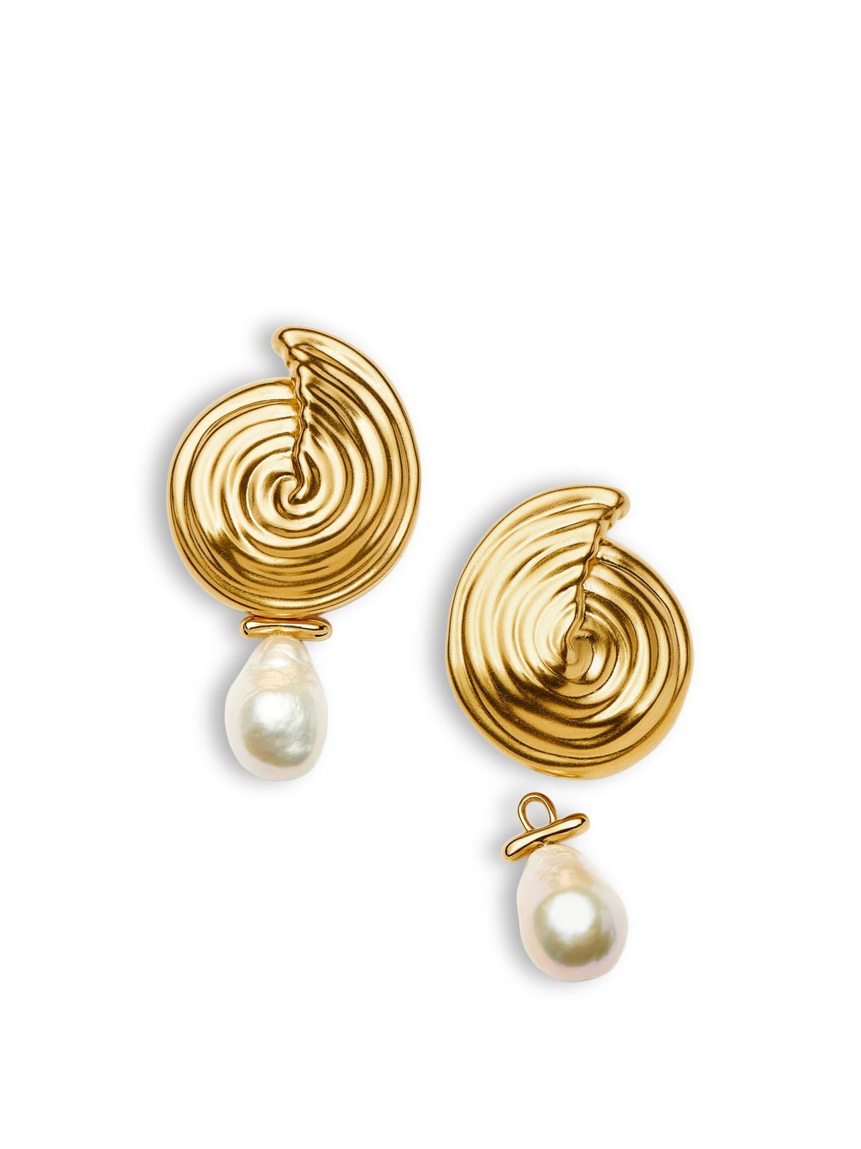 Spiral Pearl Large Drop Earrings