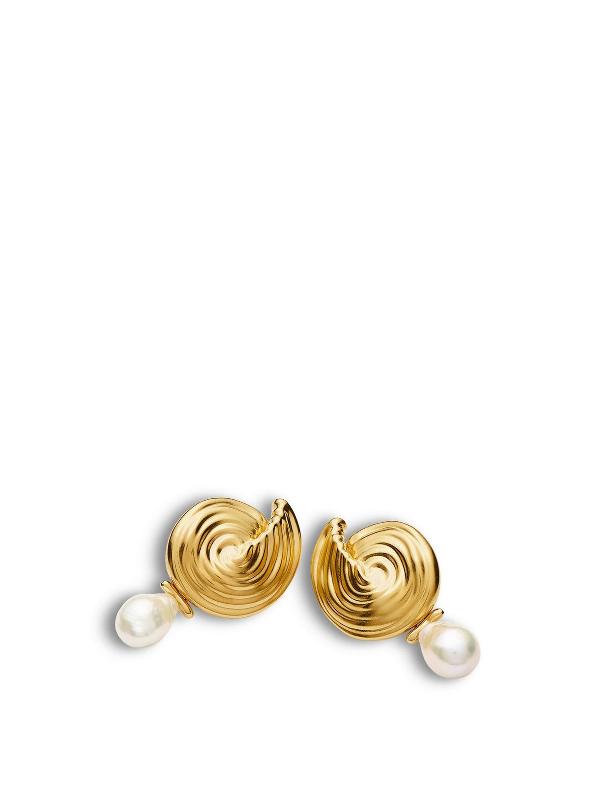 Spiral Pearl Large Drop Earrings