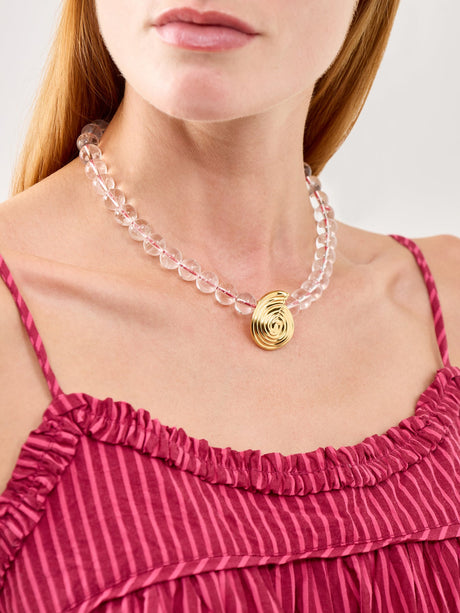 Spiral Clear Beaded Pendant Necklace
