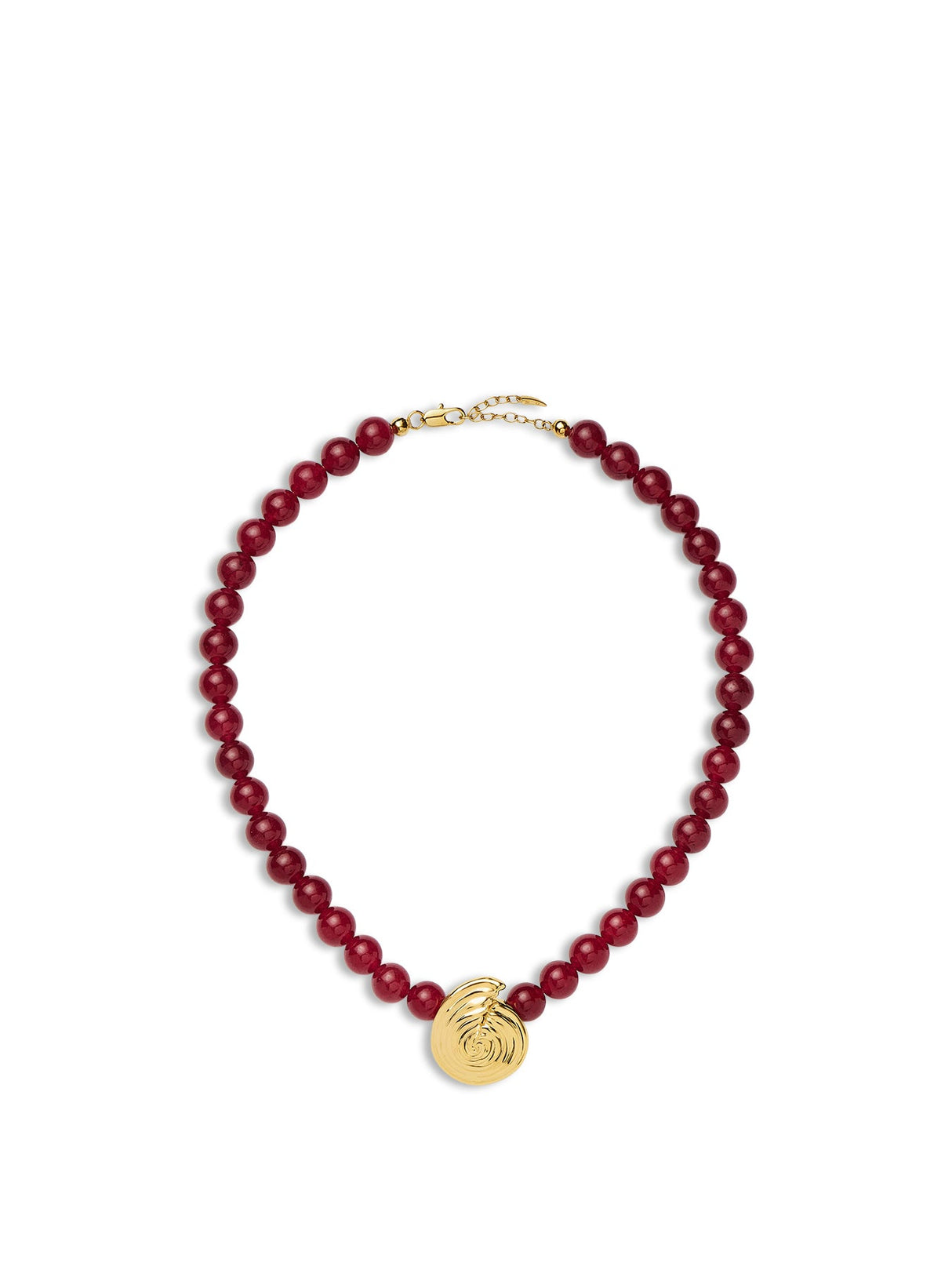 Spiral Red Beaded Pendant Necklace