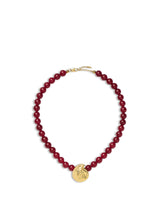 Spiral Red Beaded Pendant Necklace