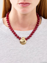Spiral Red Beaded Pendant Necklace
