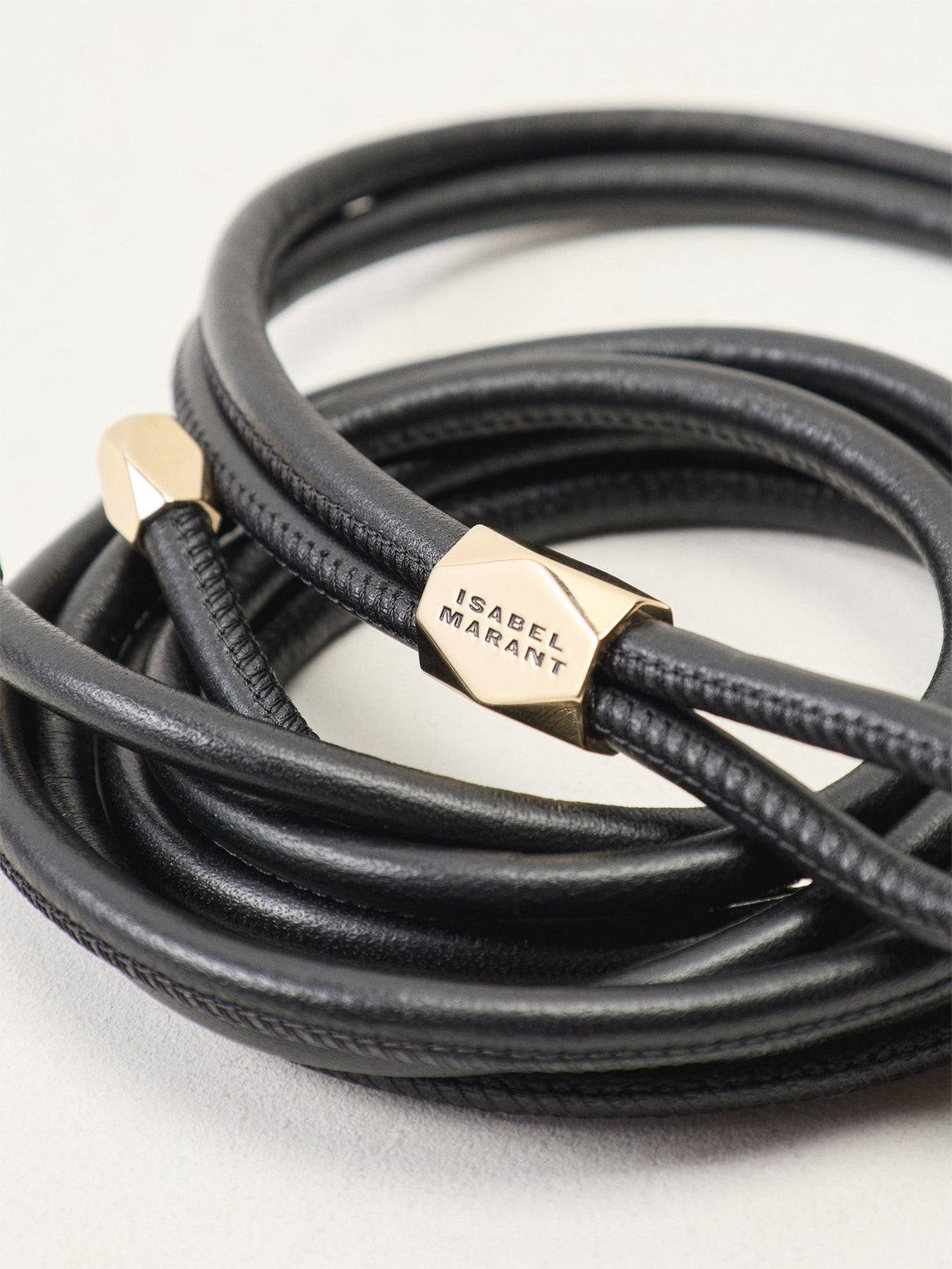 Silvia-Ga Leather String Obi Belt Black