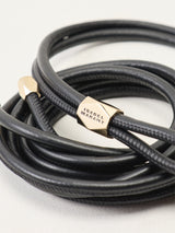 Silvia-Ga Leather String Obi Belt Black
