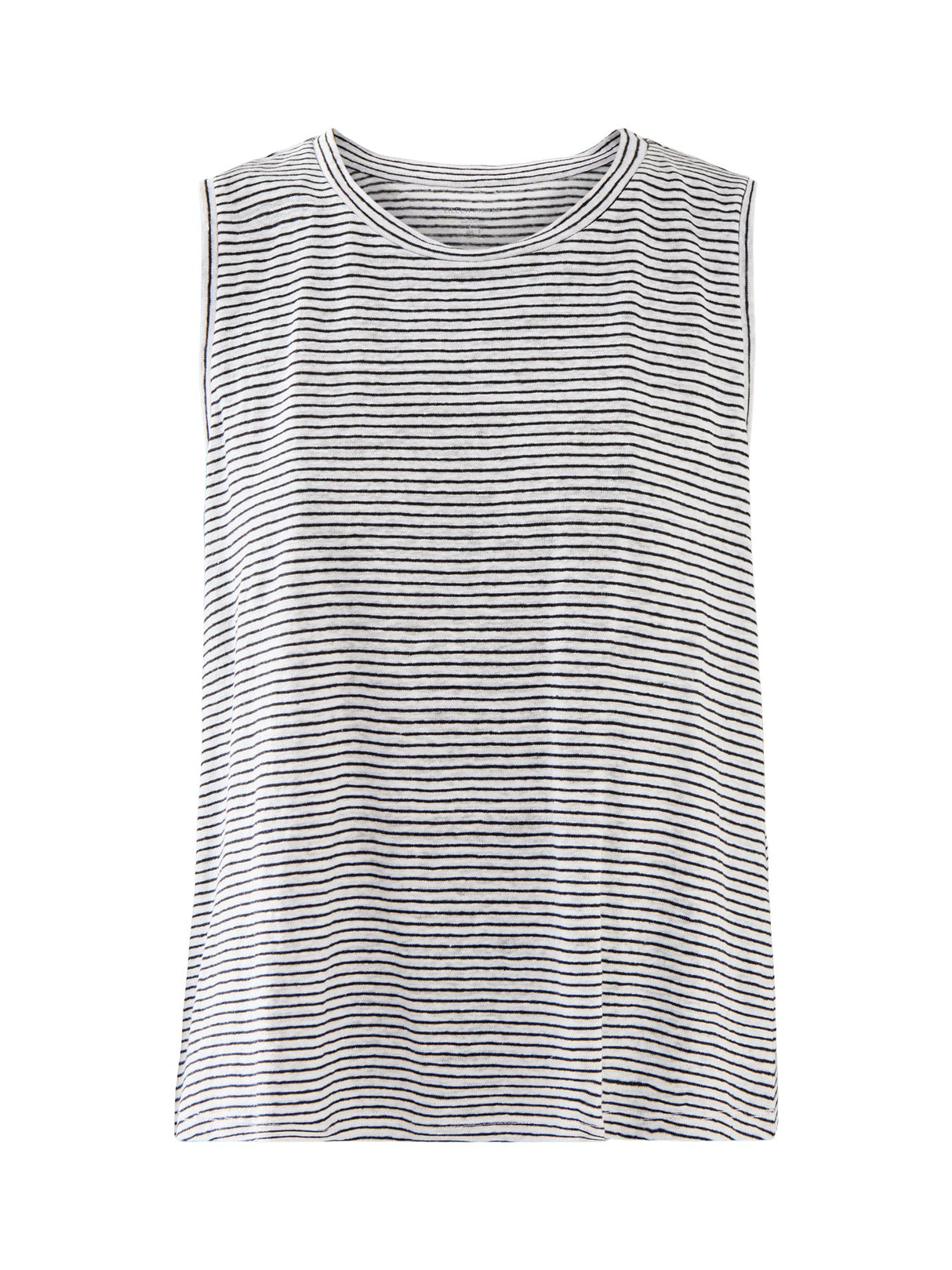 Striped Organic Linen Jersey Sleeveless Top