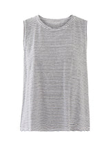 Striped Organic Linen Jersey Sleeveless Top