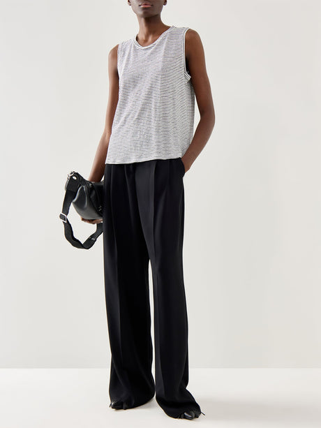 Striped Organic Linen Jersey Sleeveless Top