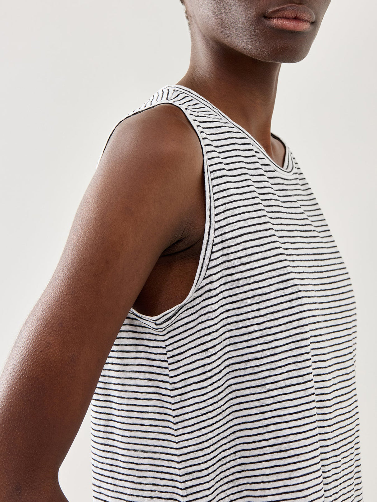 Striped Organic Linen Jersey Sleeveless Top