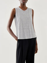 Striped Organic Linen Jersey Sleeveless Top