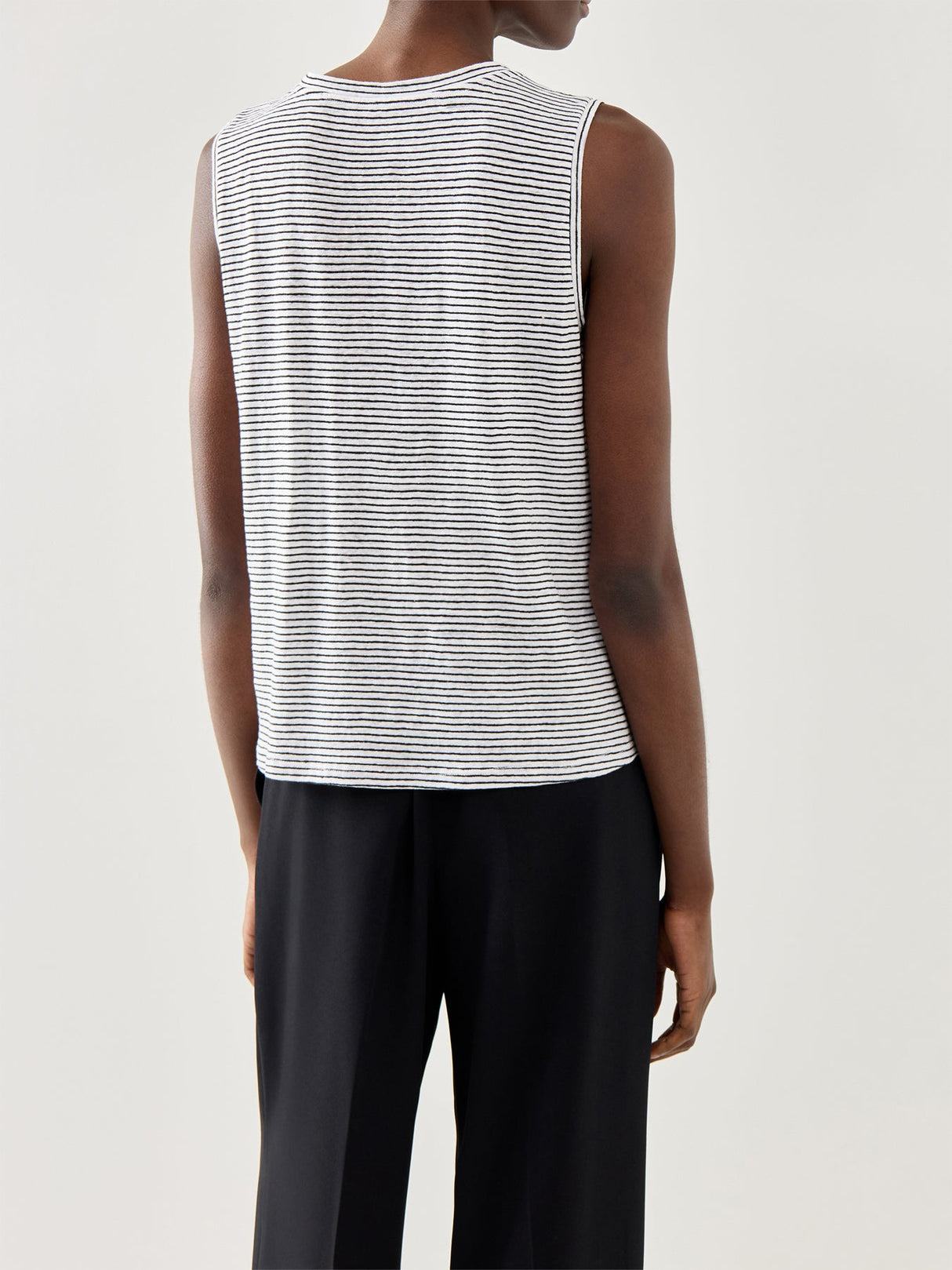 Striped Organic Linen Jersey Sleeveless Top