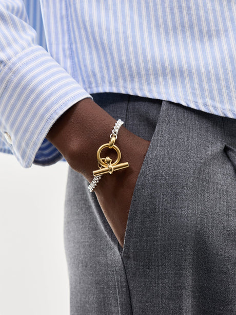 T-Bar Clasp Gold And Silver Bracelet